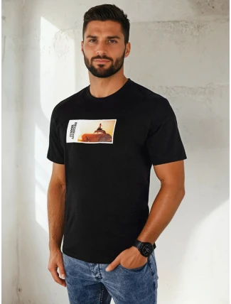 Pánske tričko s potlačou čierne FashionStreet RX5485 Pánske tričko s potlačou čierne FashionStreet RX5485