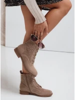 Dámske béžové šnurovacie čižmy FashionStreet ZY1045