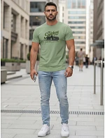 Pánske bavlnené tričko s potlačou auta svetlozelené FashionStreet NX5089R Pánske bavlnené tričko s potlačou auta svetlozelené FashionStreet NX5089R