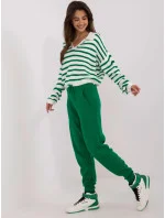 Dámska pletená súprava v zelenej/ružovej farbe (0610)