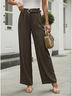 Dámske nohavice z lyocellu so širokými nohavicami, hnedé, FashionStreet UY3065 Dámske nohavice z lyocellu so širokými nohavicami, hnedé, FashionStreet UY3065