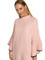 M698 Šaty áčkového strihu s anjelskými rukávmi - čierne