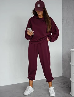Dámska tepláková súprava s kapucňou v maslovej a bordovej farbe, FashionStreet AY1211