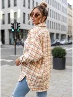 Dámska oranžovo-béžová kockovaná košeľa FashionStreet DY0482