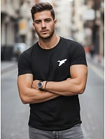 Pánske bavlnené tričko s potlačou vtákov čierne FashionStreet NX0183R