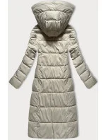 Dámska prešívaná dlhá zimná bunda Libland light beige (7767)