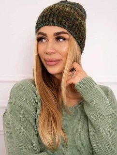 Fleecová čiapka Melisa K241 hnedá+zelená
