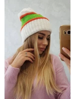 Dámska čiapka Kinga K297 biela+oranžová+zelená