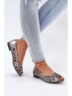 Ażurowe Baleriny Z Odkrytymi Palcami Srebrne Calgis