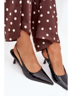 Lakierowane Czółenka Na Szpilce Z Odkrytą Piętą Czarne Talira