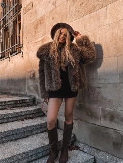Dámske kovbojské čižmy Eco Suede Heeled Brown Esmira