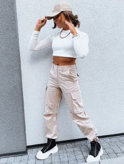 SHIMMERING dámske padákové nohavice svetlo béžové FashionStreet UY1674