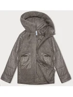 Dámska bunda kávovej farby z rôznych materiálov Vaston na prechodné obdobie (F-23301#) Dámska bunda kávovej farby z rôznych materiálov Vaston na prechodné obdobie (F-23301#)