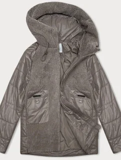 Dámska bunda kávovej farby z rôznych materiálov Vaston na prechodné obdobie (F-23301#)