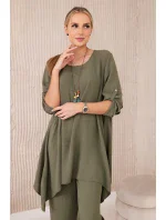 Súprava blúzka + nohavice s príveskom light khaki