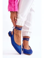 Wiązane Baleriny Z Dżetami Niebieskie Mavis