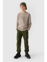 Chłopięce Spodnie Joggery Casual Gładkie 4F 4FJWMM00TTROM0812-43S Khaki