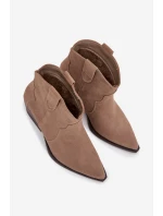 Wsuwane Botki Kowbojki Damskie Z Naturalnego Zamszu Beżowe Beretta