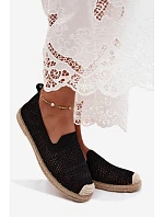Dámske čipkované espadrilky z látky Black Candessa Dámske čipkované espadrilky z látky Black Candessa