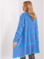 Modrý dámsky sveter so vzormi