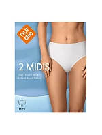 Dámske nohavičky s vysokým strihom 2 ks NUR DIE COTTON MIDISLIP 2x - NUR DIE - biela