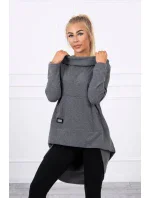 Mikina s kapucňou s dlhým chrbtom v grafitovej farbe