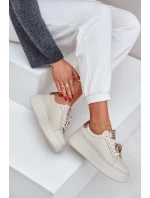 Damskie Skórzane Sneakersy CheBello 4411 Jasnobeżowe