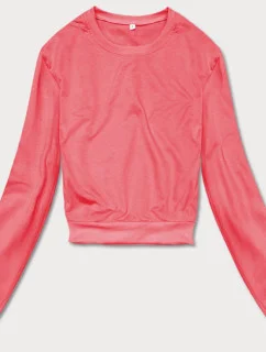 Tenká krátka dámska tepláková mikina v koralovej farbe (8B938-37)