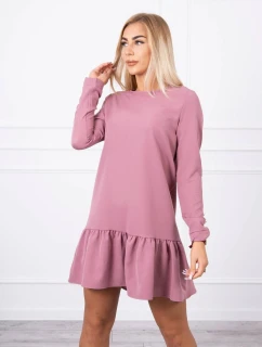 Šaty s volánom tmavoružové