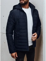 Pánska prechodná prešívaná bunda s kapucňou tmavomodrá FashionStreet TX5008 Pánska prechodná prešívaná bunda s kapucňou tmavomodrá FashionStreet TX5008