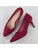 Dámske semišové lodičky na podpätku vo fuchsiovej farbe Sergio Leone 1336