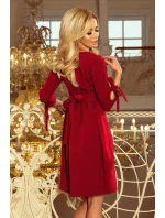 Dámske šaty v bordovej farbe s mašľami model 6291446