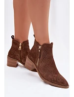 Dámské perforované kotníkové boty Vinceza 58621 Hnědé