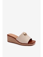 Dámské sandály na platformě s imitací pleteniny Sergio Leone KL325 Béžové