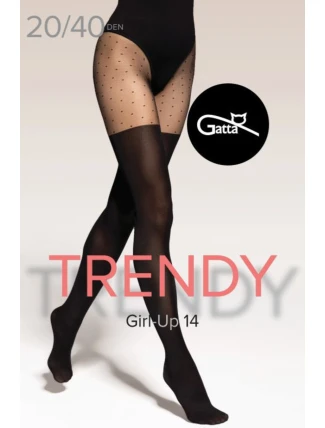 Dámske pančuchy GIRL-UP 14 Black Pattern - Gatta