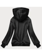 Krátka čierna dámska mikina s potlačou (26016) Krátka čierna dámska mikina s potlačou (26016)