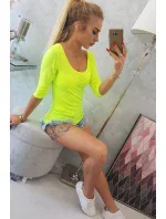 Blúzka s okrúhlym výstrihom žltá neónová