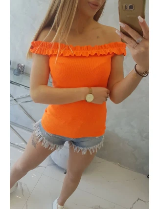 Španielska blúzka s volánikmi oranžová neónová