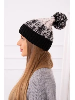 Dámska čiapka s brmbolcom Abigail K326 béžová+čierna