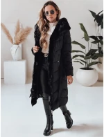Dámska zimná dlhá prešívaná bunda s kožušinou čierna FashionStreet TY5085