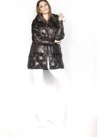 Čierna dámska bunda s ozdobným prešívaním (AG1-J9086)