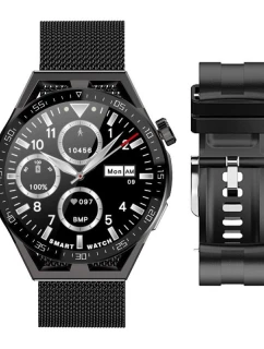 Inteligentné hodinky Rubicon RNCE88-2 Black- Čierny silikónový remienok + čierny náramok