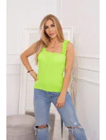 Blúzka bez ramienok s volánikmi zelená neónová