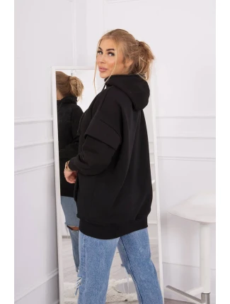 Zateplená mikina s polovičným zipsom čierna