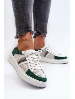 Sneakersy Skórzane Damskie D&A LR110 Zielono-Białe Sneakersy Skórzane Damskie D&A LR110 Zielono-Białe