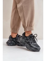 Sneakersy Damskie Z Przetarciami Na Platformie Czarne Seladwen