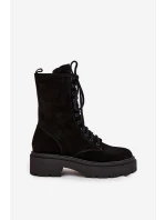Dámske zateplené semišové kožené workery Zazoo 4213 Black