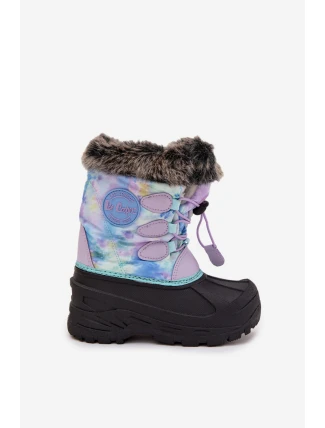 Detské snehové topánky pre dievčatá s kožušinou a sťahovaním Lee Cooper LCJ-25-10-3778 Purple