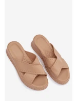 Zdobené dámské sandály na platformě z eko kůže Béžové Calorissa