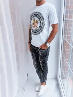 Svetlo šedé pánske tričko s potlačou FashionStreet RX5300